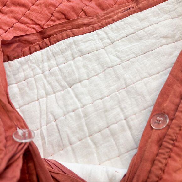 Pottery Barn Coral Silk Channel Stitch 27" Euro Sham Pillow Case Square Preppy - Picture 3 of 10